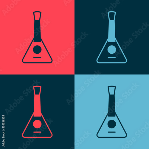 Pop art Musical instrument balalaika icon isolated on color background. Vector