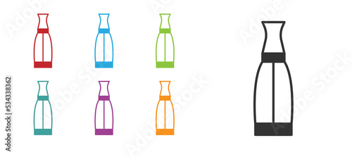 Black Vape liquid bottle for electronic cigarettes icon isolated on white background. Set icons colorful. Vector