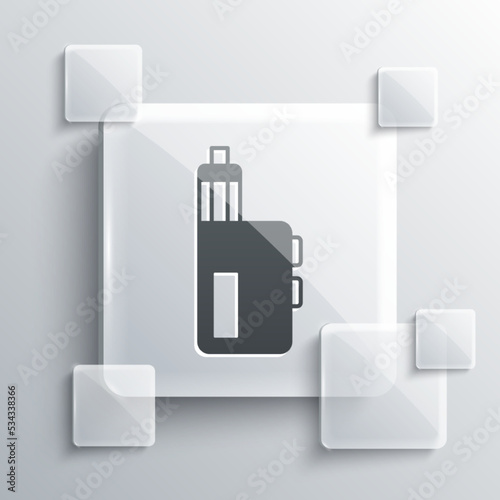Grey Vape mod device icon isolated on grey background. Vape smoking tool. Vaporizer Device. Square glass panels. Vector