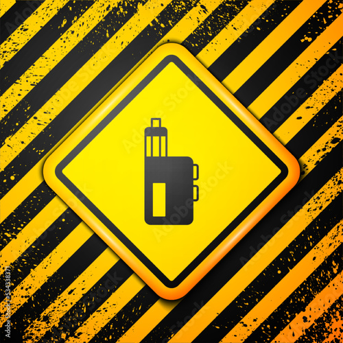 Black Vape mod device icon isolated on yellow background. Vape smoking tool. Vaporizer Device. Warning sign. Vector