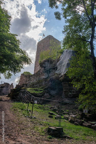 Saverne, France - 09 04 2022: View of the castle ruins Haut-Barr photo