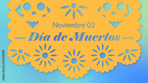 Banner para el Día de Muertos con arte de papel picado.