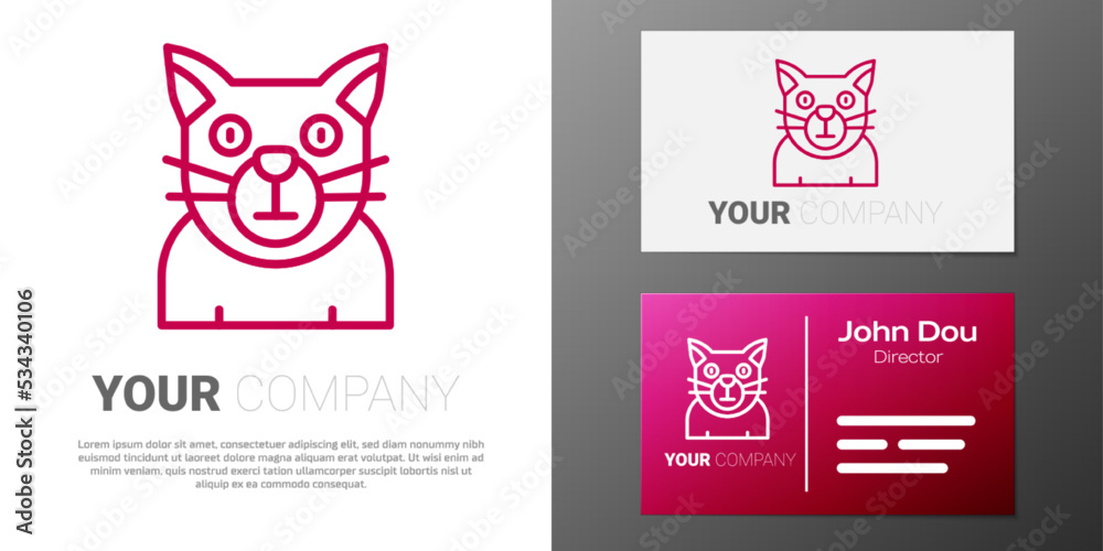 Logotype line Cat icon isolated on white background. Animal symbol. Happy Halloween party. Logo design template element. Vector