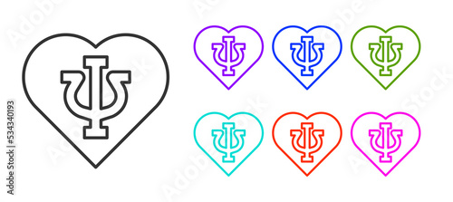 Black line Psychology icon isolated on white background. Psi symbol. Mental health concept, psychoanalysis analysis and psychotherapy. Set icons colorful. Vector