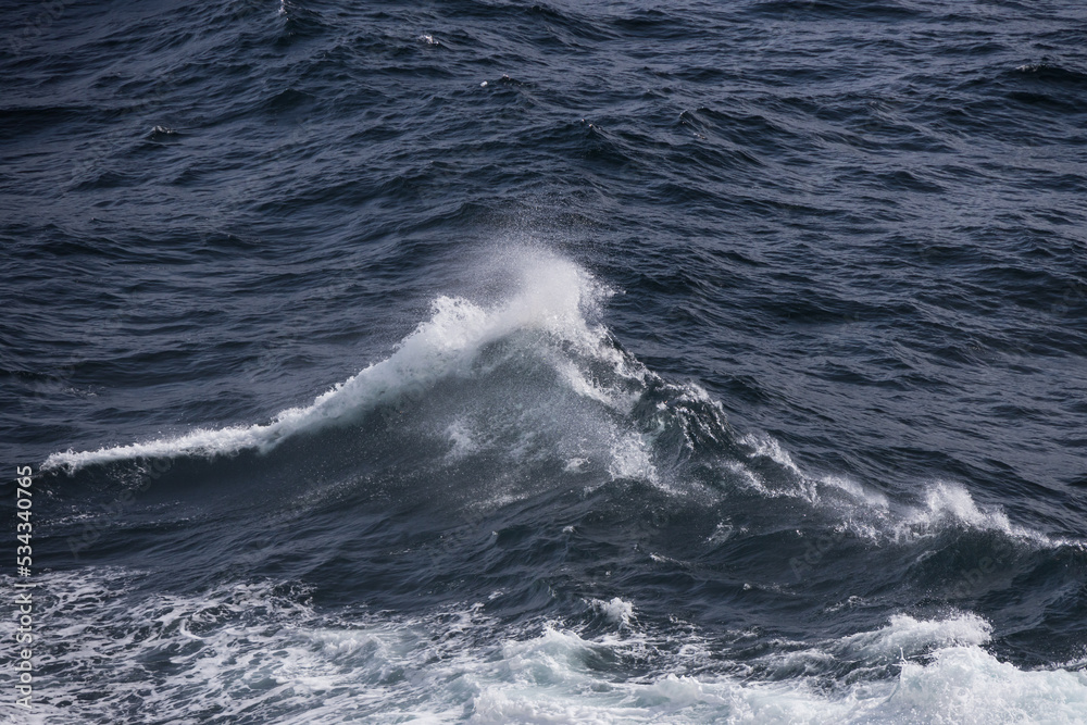 Waves in the ocean from a ship 
