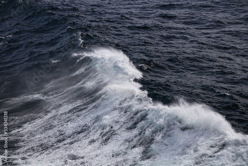 Waves in the ocean from a ship 
