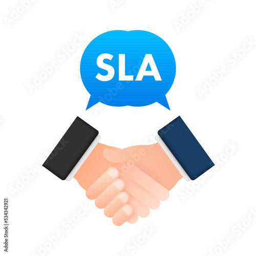 SLA - Service Level Agreement. Commitment between a service provider and a client. Vector stock illustration.