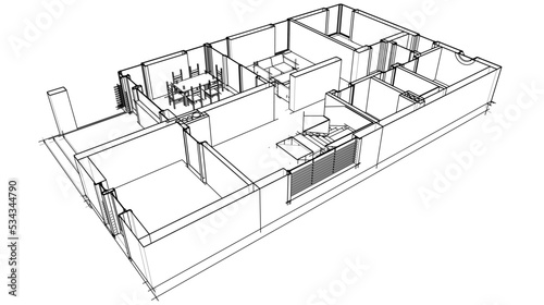 house architecture design 3d illustration