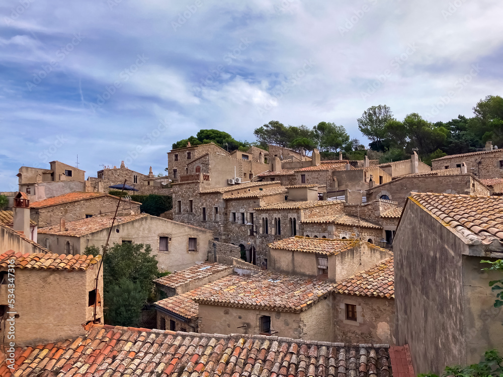View of the rooftops of the Old Town in the Castle in Tossa de Mar.
