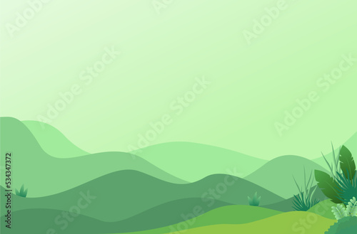 Landscape with green hills vector illustration background
