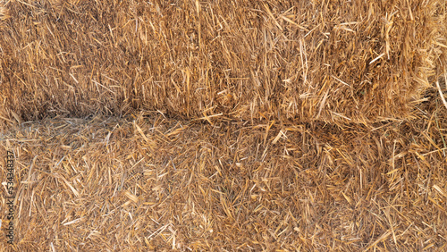 Haystacks close-up, autumn straw background