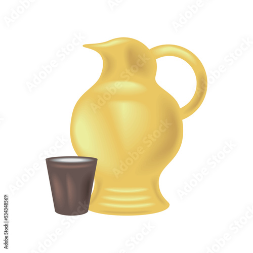 clay pitcher and cup