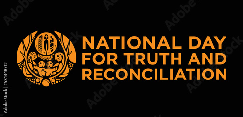 National Day forTruth and Reconciliation Canada. The Survivor's Flag. Every Child Matters. Orange Shirt Day.  30th September. Vector. photo
