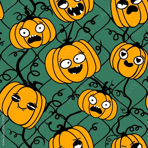 Halloween seamless pumpkins pattern for fabrics and wrapping paper and clothes print