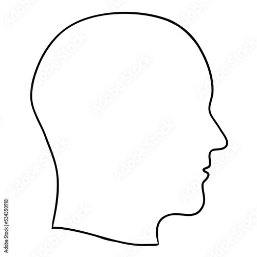 Hand-drawn outline of a human head turned right
