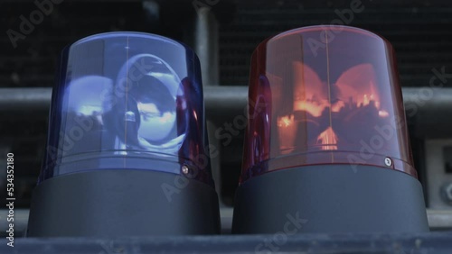 Flashing Police Lights Mounted On Front Bumper of Police Vehicle