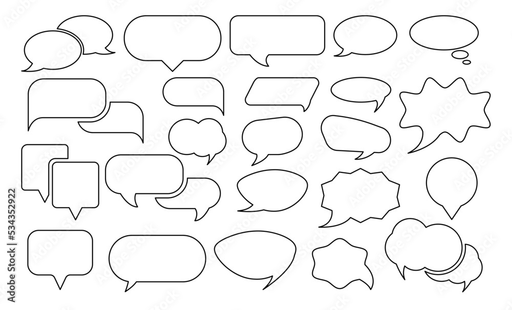 Fototapeta premium Set of Chat Message Bubbles Vector Icon. Communication icons. Talk bubble, dialog. Web icon set.