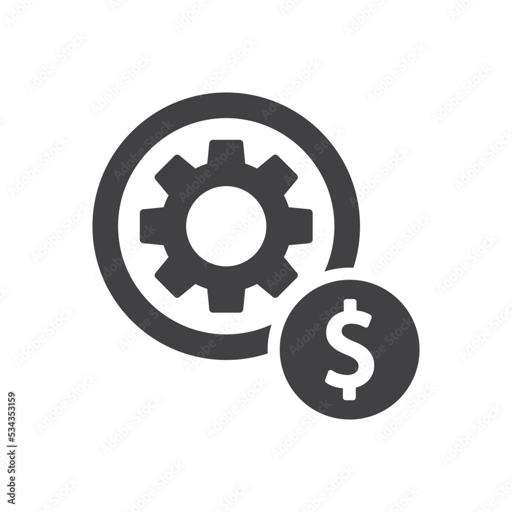 Money Management icon - Dollar with settings icon Money Management icon - Dollar with settings icon
