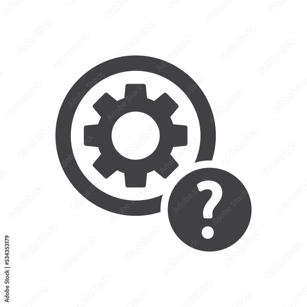 Obraz premium Technical Support Icon - Gear With Question Icon
