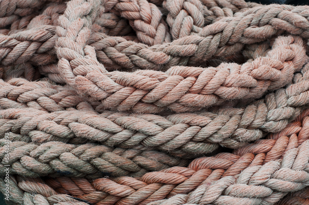 Rolled up old nautical marine rope