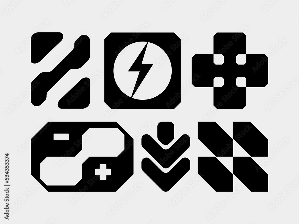 Futuristic shape streetwear element asset icon Bundle HUD interface game technology separated editable