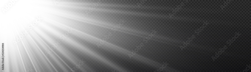 Sun flash with rays and spotlight. Star burst with sparkles. Translucent shine sun, bright flare. Sunlight glowing png effect. White beam sunrays on transparent background. Vector illustration. Sun flash with rays and spotlight. Star burst with sparkles. Translucent shine sun, bright flare. Sunlight glowing png effect. White beam sunrays on transparent background. Vector illustration.