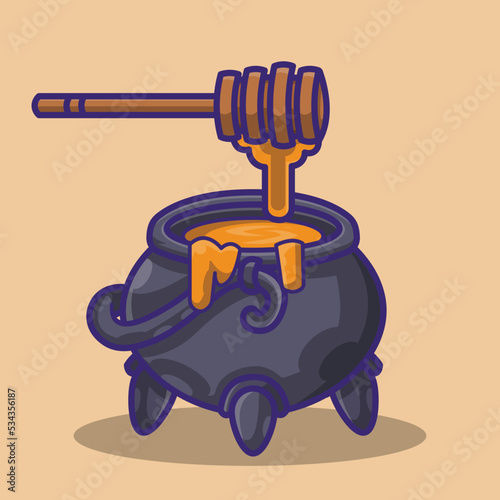 a big couldron filled with honey