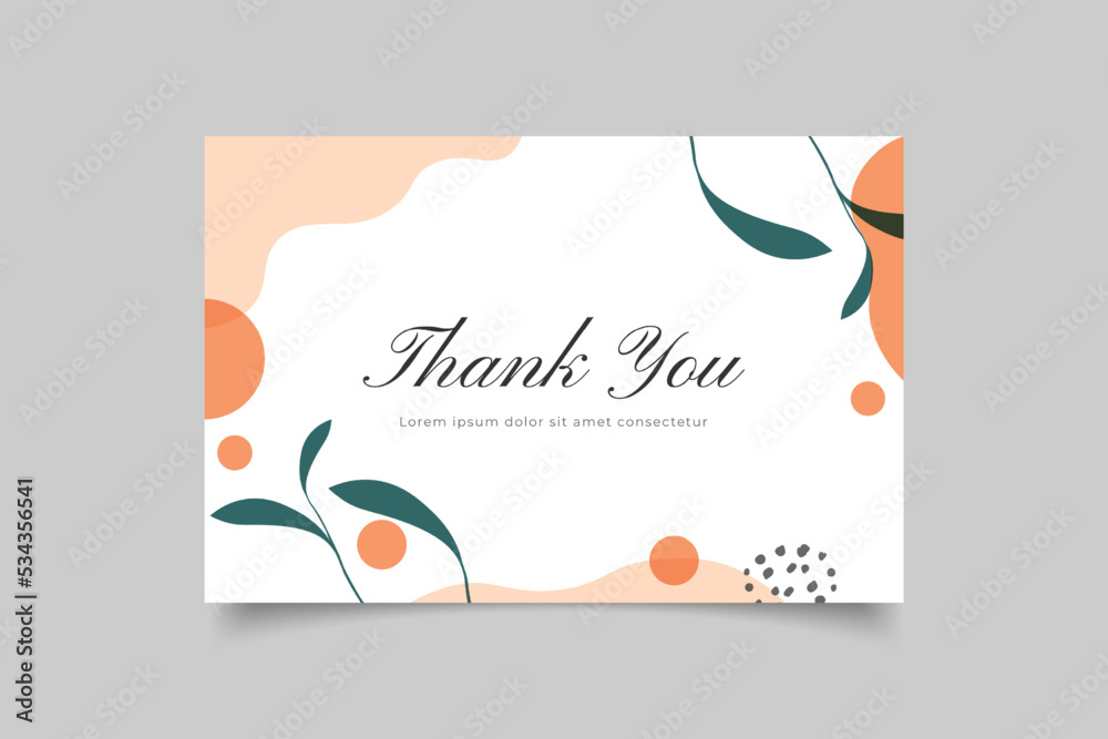 thank you card template design with abstract background Stock Vector
