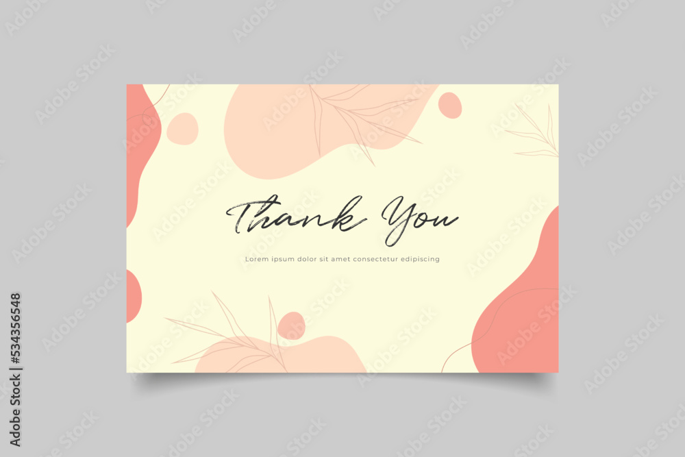 thank you card template design with abstract background Stock Vector