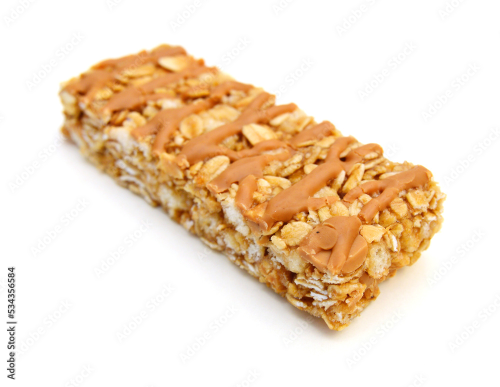 Honey bars with peanuts on white background Honey bars with peanuts on white background