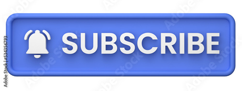 3d rendering of  Subscribe Button and Notification Bell Button. Suitable for vlog or youtube asset. 3d icons set with blue color