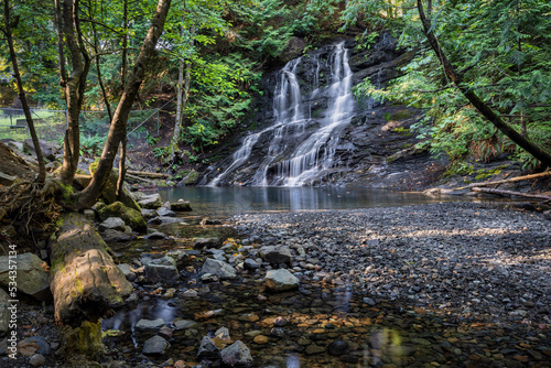 Nanaimo Beautiful waterfall surrounded by natural forest.