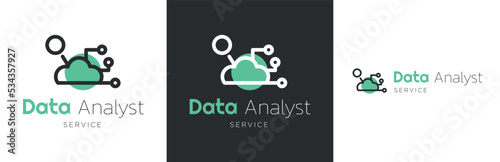 Data analyst service logo design set, statistics research business symbol, cloud chart emblem concept, analysis editable commercial logotype, graph branding, isolated on background