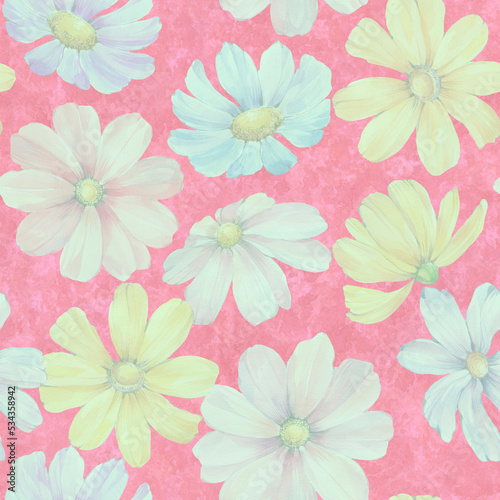 Fototapeta Naklejka Na Ścianę i Meble -  Abstract floral ornament in pastel shades for design. Delicate flowers collected in a seamless pattern. Seamless botanical pattern.