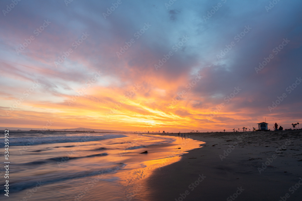 Glowing Vibrant Sunset on in Seal Beach California 