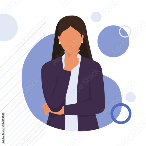 Businesswoman thinking with hand on chin