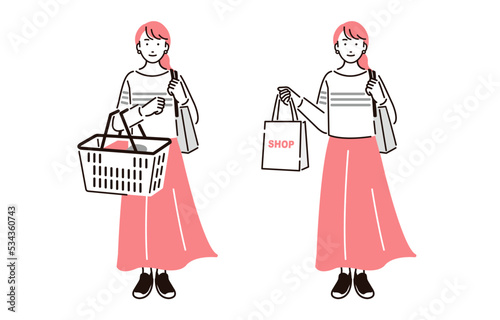  買い物をする女性セット