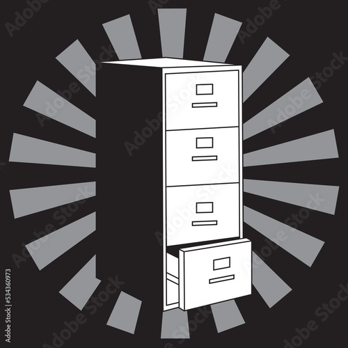 Hand drawn of classic file cabinet 