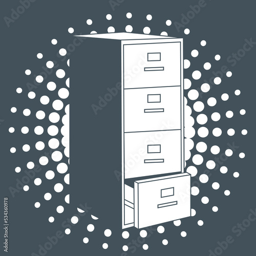 Hand drawn of classic file cabinet 