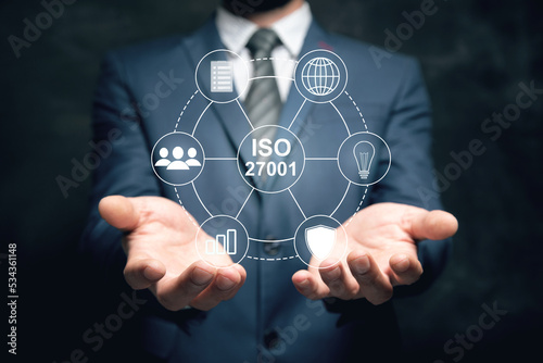 Obraz na płótnie ISO 27001 and icons.