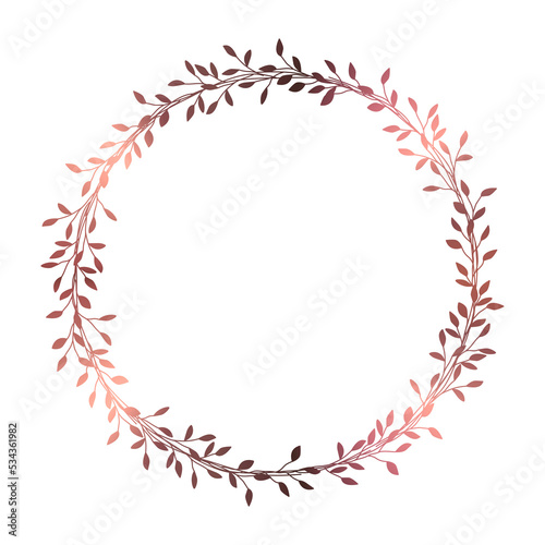 ピンクゴールドの小枝のフレームイラスト 1