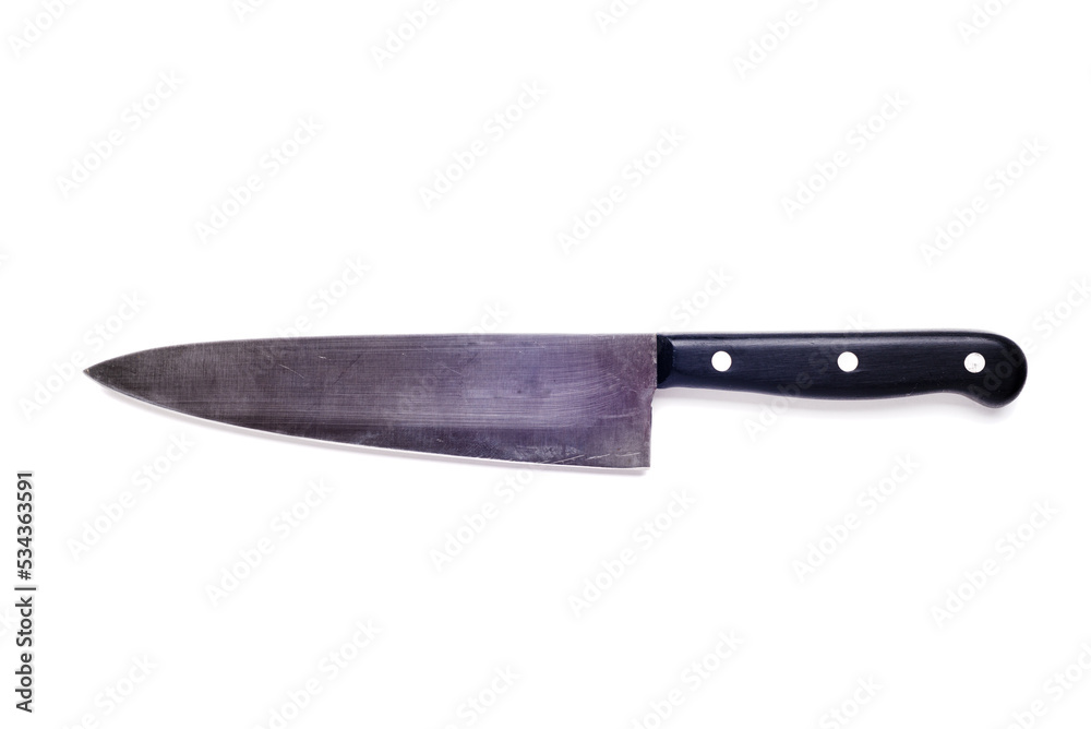 Kitchen knife with plastic handle isolated on white background. Kitchen knife with plastic handle isolated on white background.