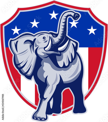 Republican Elephant Mascot USA Flag