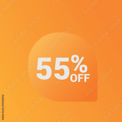 55% off Sale banner offer ad discount promotion vector banner. price discount offer. season sale promo sticker colorful background