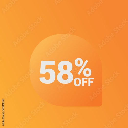 58% off Sale banner offer ad discount promotion vector banner. price discount offer. season sale promo sticker colorful background