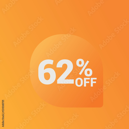 62% off Sale banner offer ad discount promotion vector banner. price discount offer. season sale promo sticker colorful background