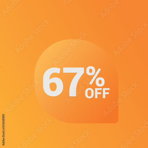 67% off Sale banner offer ad discount promotion vector banner. price discount offer. season sale promo sticker colorful background