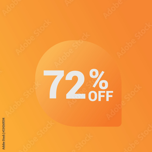 72% off Sale banner offer ad discount promotion vector banner. price discount offer. season sale promo sticker colorful background