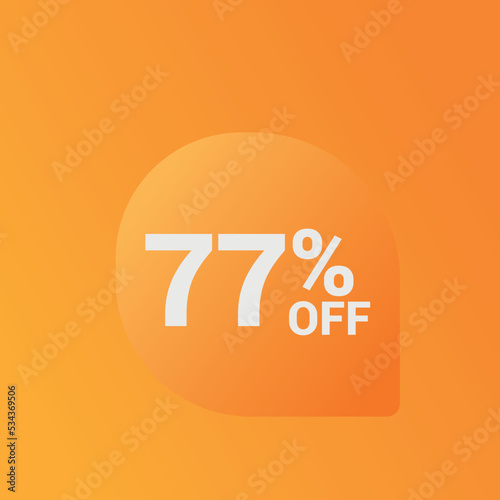 77% off Sale banner offer ad discount promotion vector banner. price discount offer. season sale promo sticker colorful background