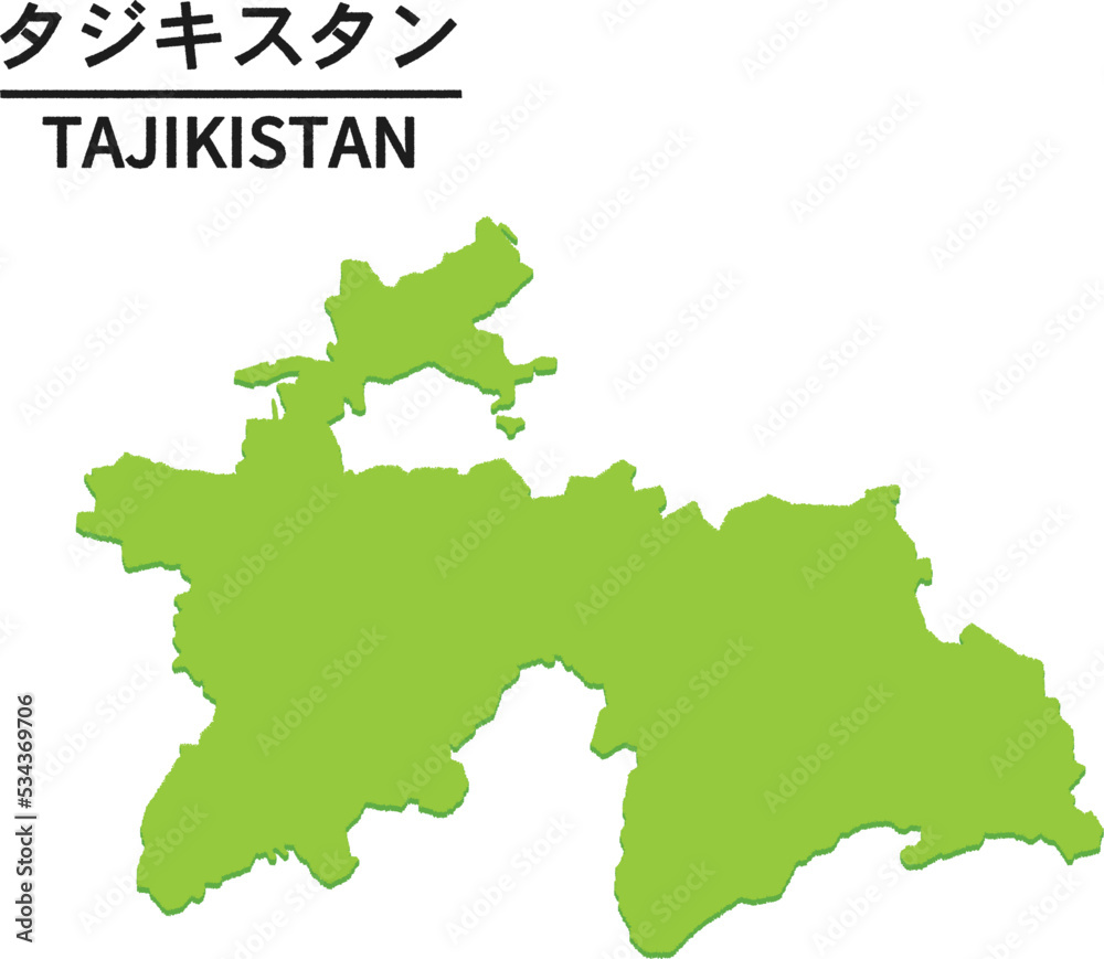 タジキスタンの世界地図イラスト
